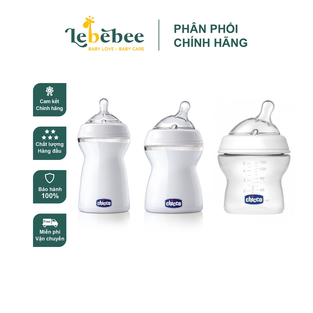 Bình sữa núm nghiêng Pisa Chicco Natural Feeling 0M/ 2M/ 6M + (150ML/ 250ML/ 330ML)