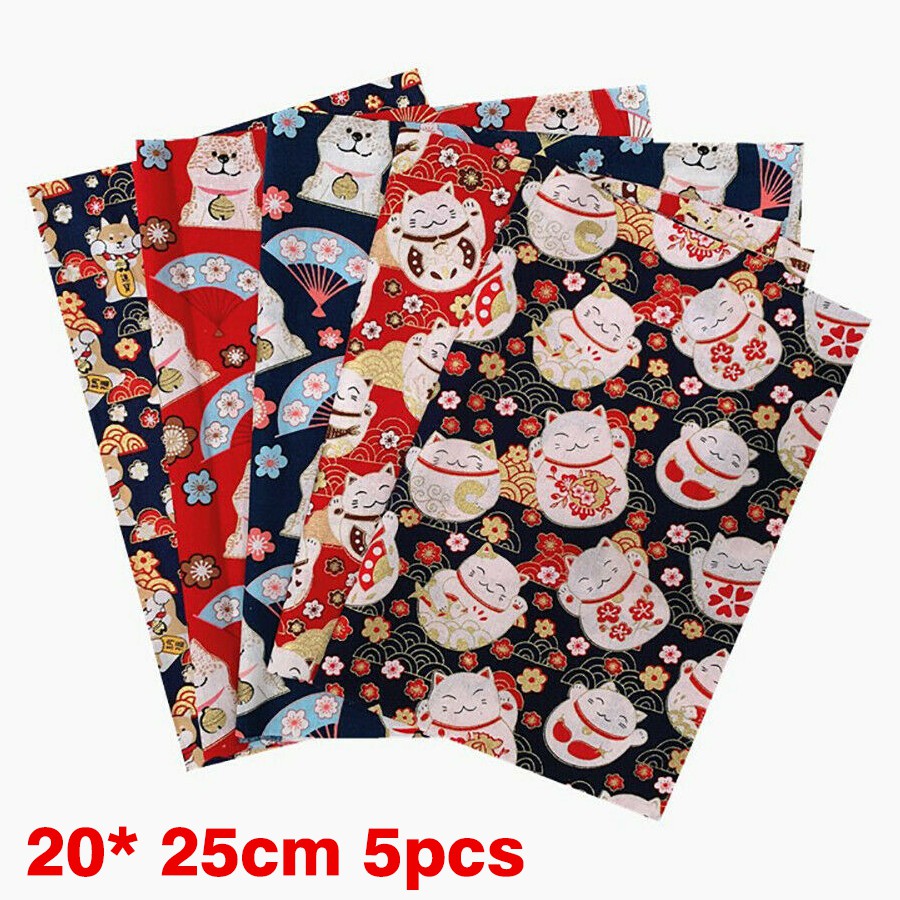 Set 5 Mảnh Vải Cotton Nhật Bản May Vá Thủ Công