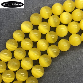 Hạt mắt mèo màu vàng 4-12mm Dây tự nhiên Opal lỏng lẻo DIY để làm vòng tay