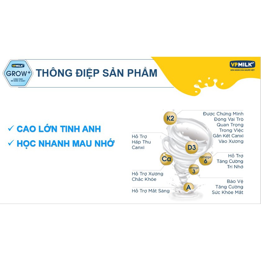 [Hương vị sữa mới - Set 6 Lốc - Hộp 110ml] Sữa Tươi Tiệt Trùng VPMilk Grow+ Vị Dâu, Vị Chuối, Sữa Tươi Vị Thơm, Ngon