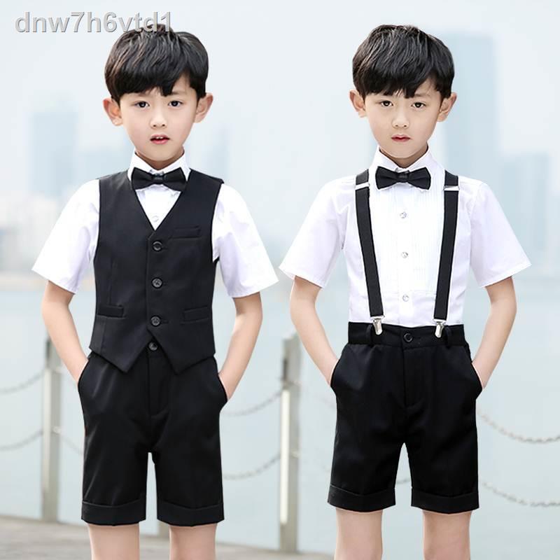 Bộ đồ mùa hè trẻ em, nhỏ bé trai, áo yếm, ghi lê, sơ mi, váy biểu diễn Tết thiếu nhi, dạ hội gái