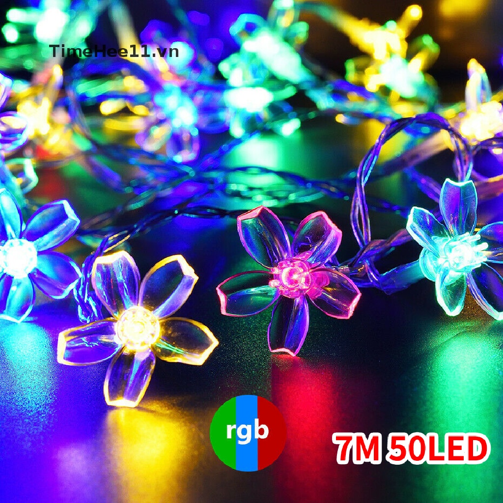 【TimeHee11】 50LED Christmas Solar Flower String Lights Garden Outdoor Fairy Lights Party UK [VN]