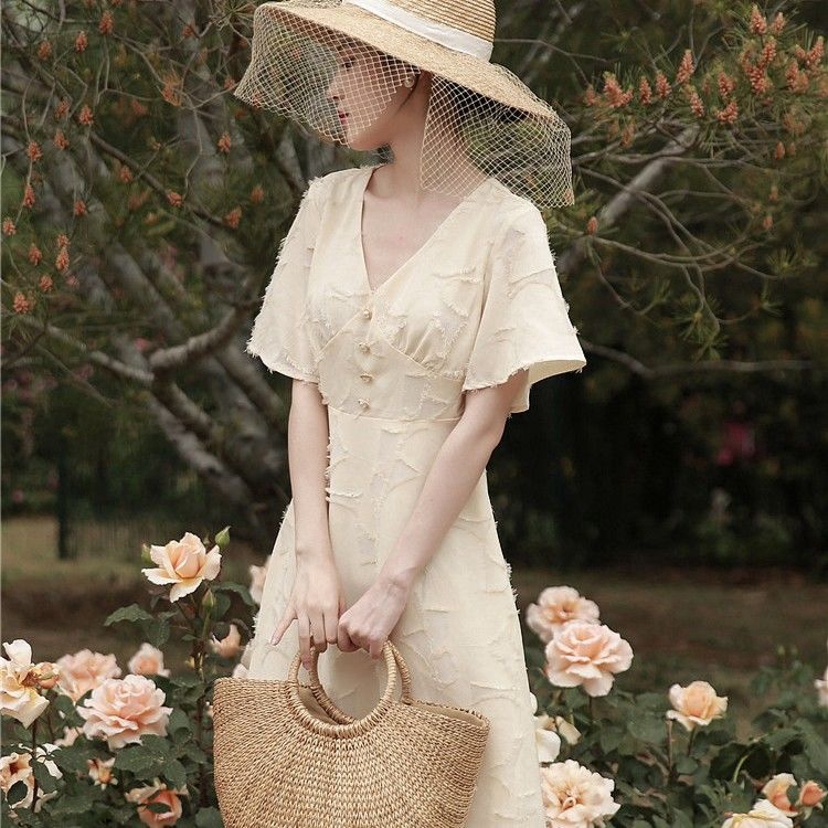 Đầm Maxi Phong Cách Retro Pháp Thời Trang Mùa Hè Cho Nữ | BigBuy360 - bigbuy360.vn