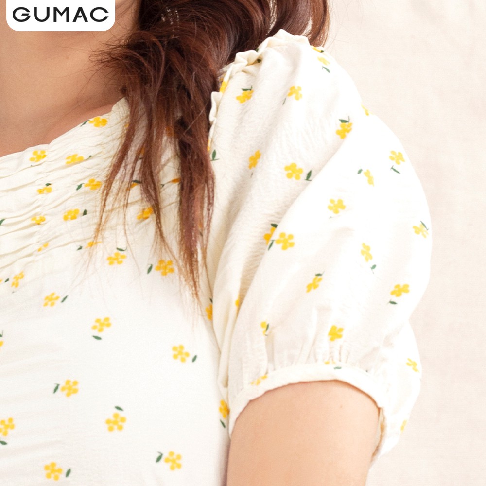 Đầm nữ thêu hoa thiết kế đô nhún DA1075 GUMAC màu trắng đủ size cực bánh bèo | BigBuy360 - bigbuy360.vn