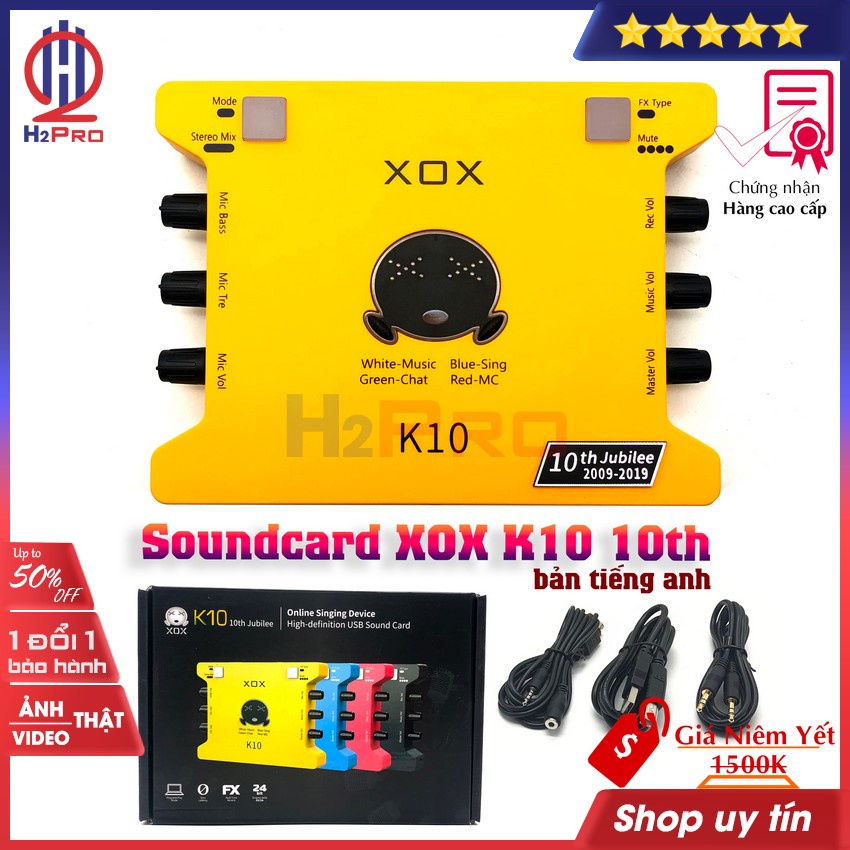 Soundcard livestream XOX K10 10th H2Pro cao cấp thu âm chuyên nghiệp-phiên bản Tiếng Anh, Soundcard thu âm XOX K10