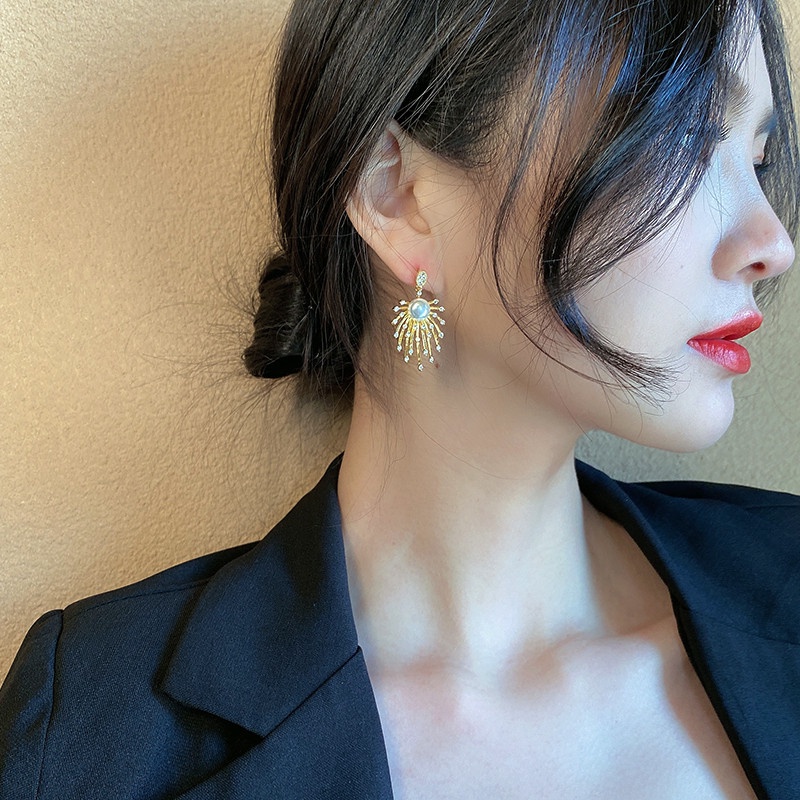 Bông Tai Hình Pháo Hoa Bằng Kim Loại Phong Cách Vintage