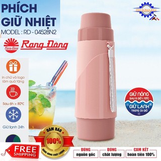 Phích nước cầm tay tiện dụng 0,45L, Bình ủ cháo 0,85L, Rạng Đông chính hãng, bình giữ nhiệt-Tặng túi mang siêu đẹp