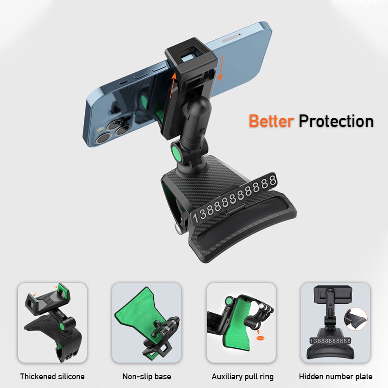 Giá đỡ điện thoại trên ô tô có biển số đỗ xe Xoay 360 độ Vị trí một tay Phổ biến cho điện thoại thông minh 3-7 inch | BigBuy360 - bigbuy360.vn