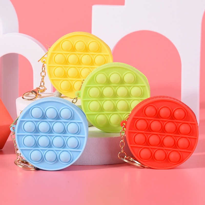 Pop it Đồ Chơi Ví Nhỏ Đựng Tiền Xu Có Móc Khóa Hình Fidget Spinner