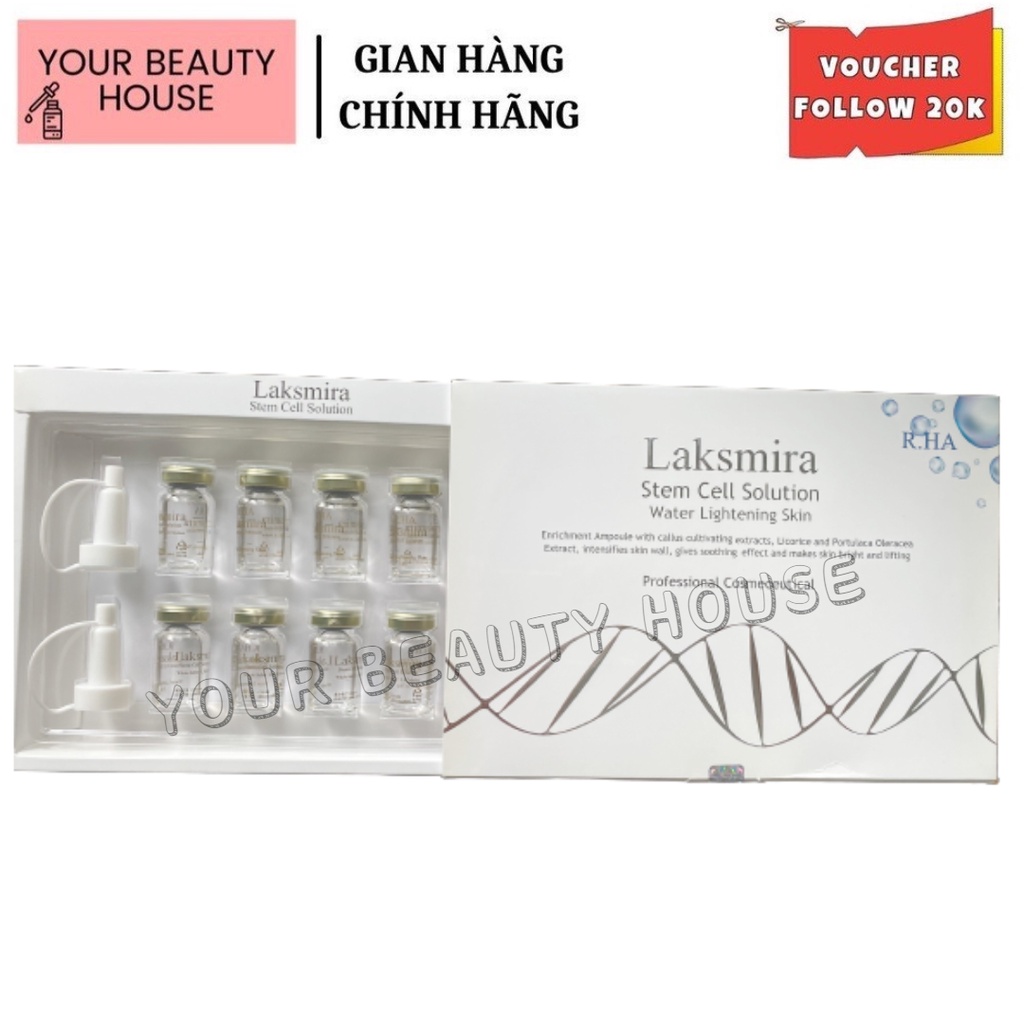 Tế Bào Gốc Trắng Da Thu Hẹp Lỗ Chân Lông Laksmira Stem Cell Solution (Hộp 10 lọ)