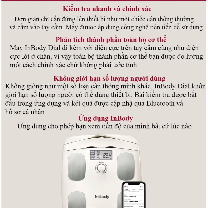 Cân Điện Tử Sức Khỏe Chính Hãng, Máy Phân Tích Thành Phần Cơ Thể - Cân InBody Dial