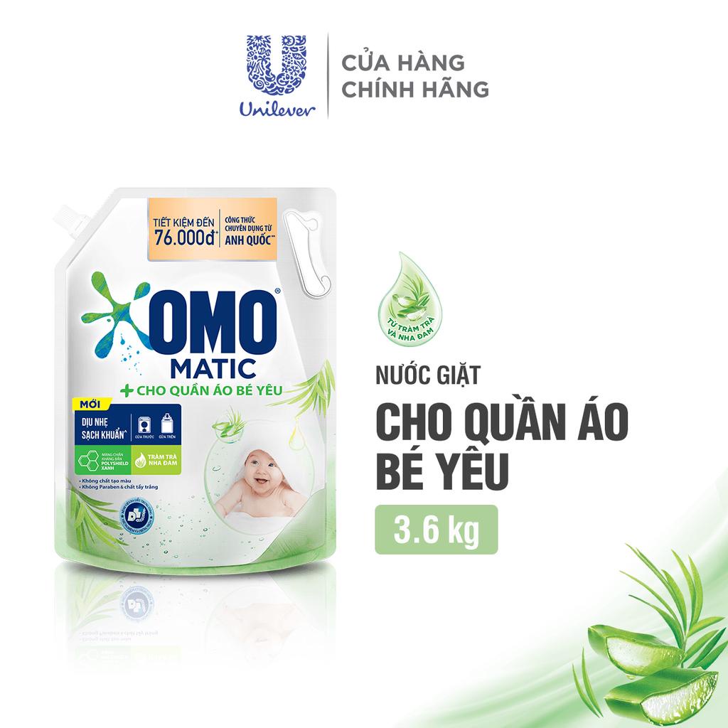 Combo Túi Nước Giặt Omo Matic Baby 3.6kg + Nước xả vải Comfort Cho Da Nhạy Cảm Túi 3.8L