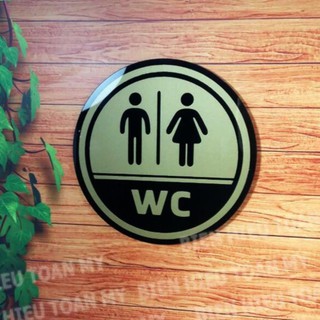 Biển WC bằng mica - nền nhũ bạc lấp lánh