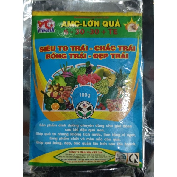 Phân bón AMC - lớn trái NPK 6-30-30 chuyên dùng cho cây ăn trái giai đoạn nuôi quả gói 100gr