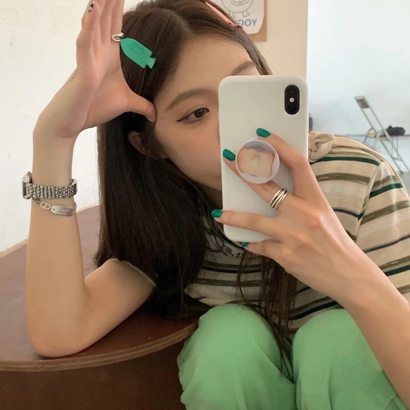 Kẹp Tóc Mái Bằng Kim Loại Màu Sắc Ngọt Ngào Thời Trang Cho Nữ