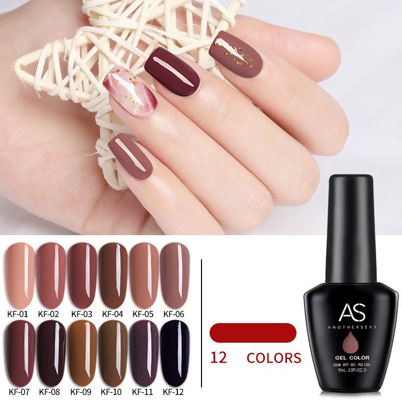 Sơn gel AS sơn nail sơn móng tay gel dùng máy hơ gel tone nâu cfe nâu tây nâu socola phụ kiện NAIL SUZY mã KF 15ml