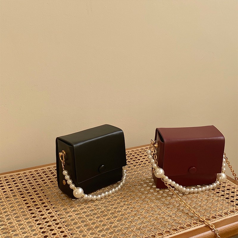 [ORDER+ẢNH THẬT] Túi xách vuông nữ size nhỏ thiết kế dạng hộp cổ điển tay cầm chuỗi ngọc cao cấp Ulzzang siêu xinh ❤️