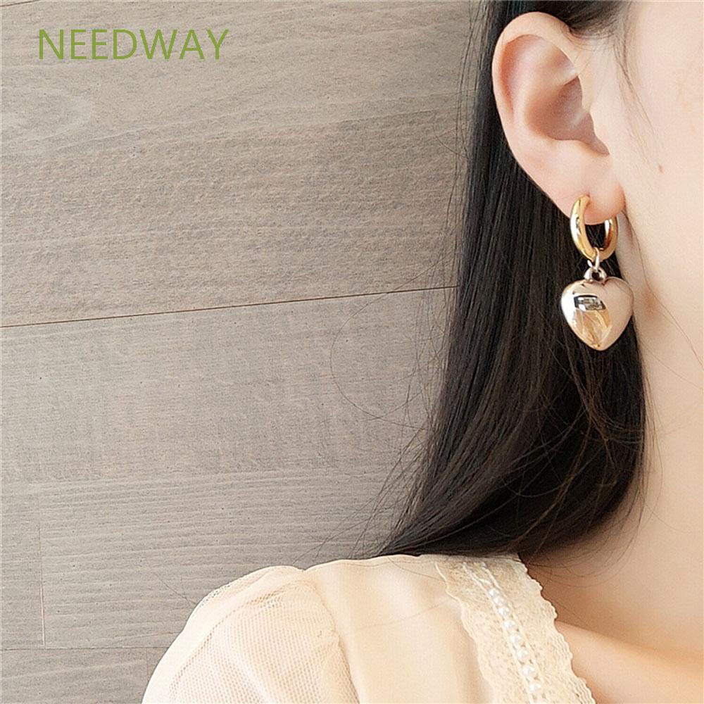NEEDWAY Women Girls Hoop Earrings Simple Fashion Jewelry Dangle Earrings New Daily Elegant Korean|Sliver Color Street Style Ear Stud/Multicolor