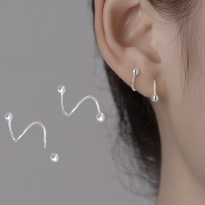 1 Đôi Bông Tai Dạng Xoắn Ốc / Trái Tim / Ngôi Sao Đơn Giản Cho Nữ