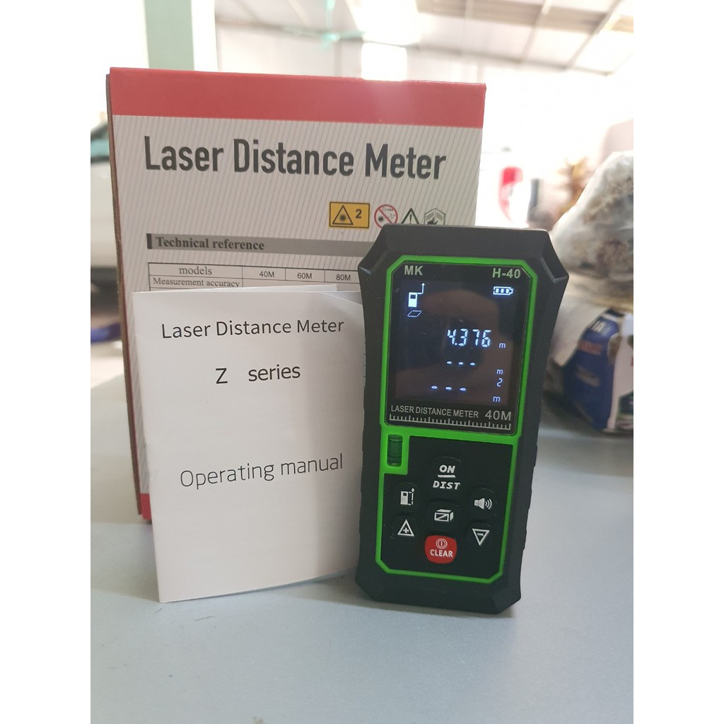 Máy đo khoảng cách bằng tia laser phạm vi 40m, thước đo laser tặng kèm 2 quả pin - mdkc