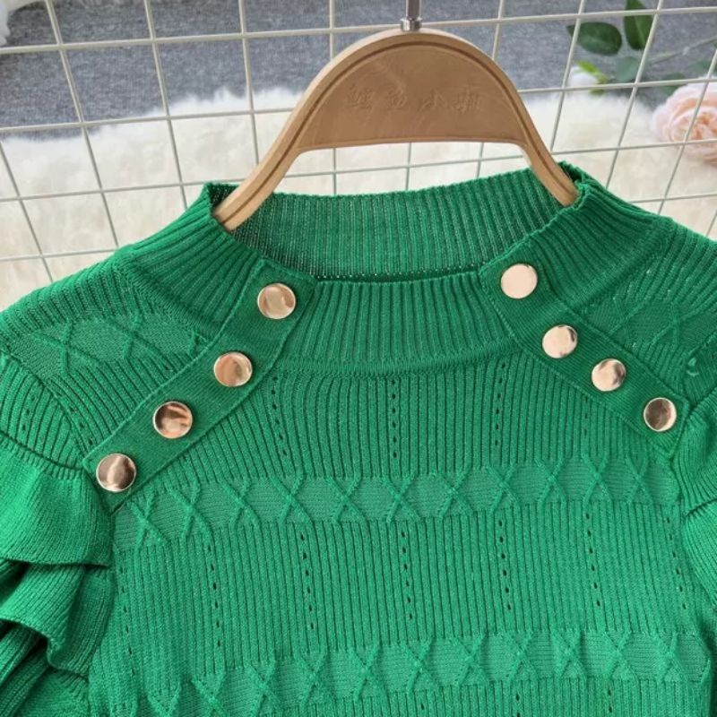 Đầm len body tay bèo