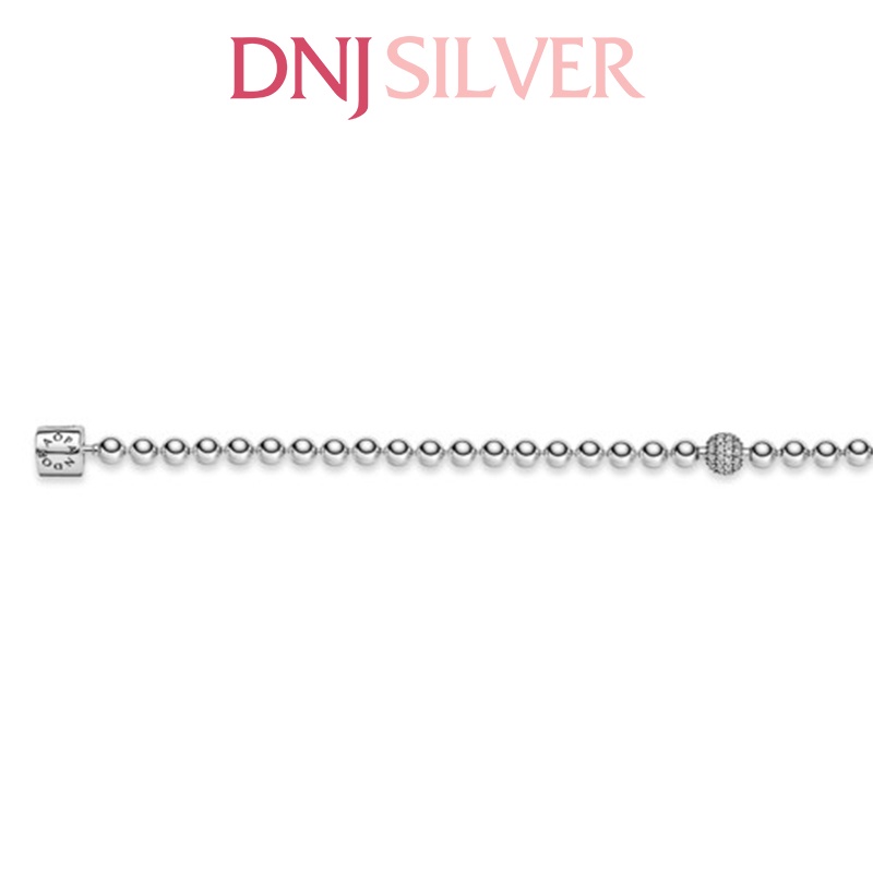 Vòng tay bạc 925 cao cấp - Mẫu vòng Beads &amp; Pavé Bracelet, có thể mix thêm hạt charm vào vòng theo ý thích