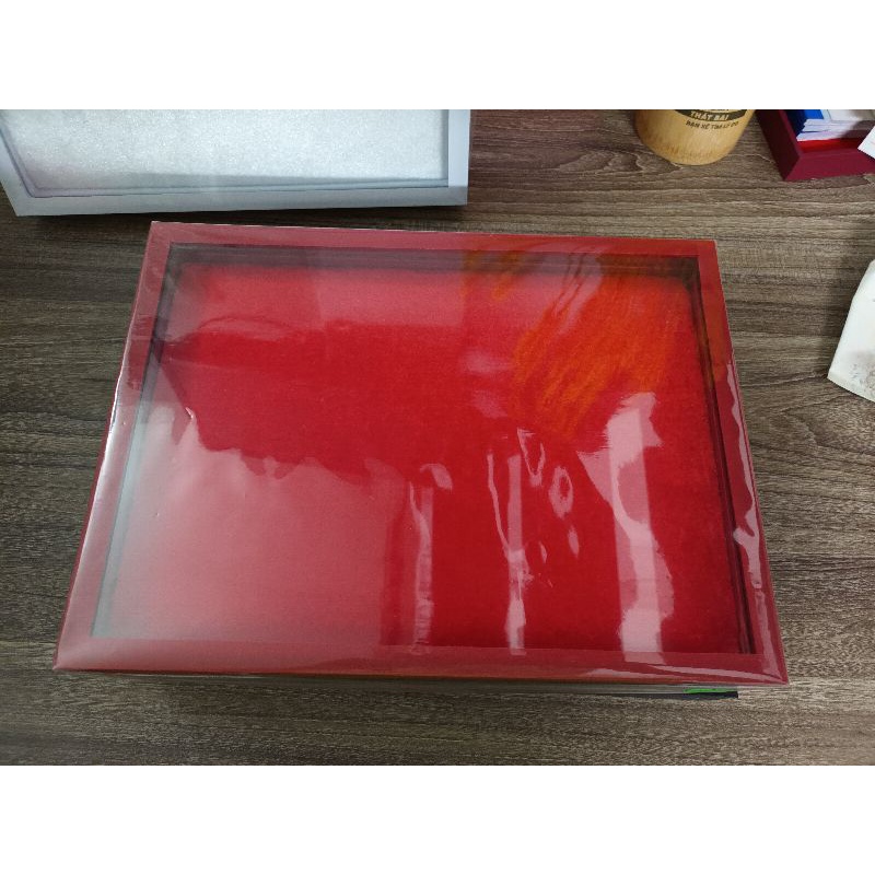 Khay nhung trơn có nắp kính 23×31×5