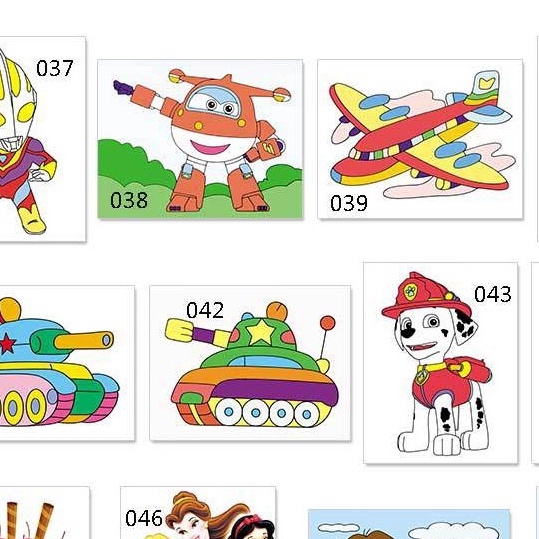 [Mới, Sẵn HCM] Tranh màu nước big size kèm 2 bộ cọ và khay 6 màu, Bé tập tô màu, Tranh giấy tô màu, Giao mẫu ngẫu nhiên