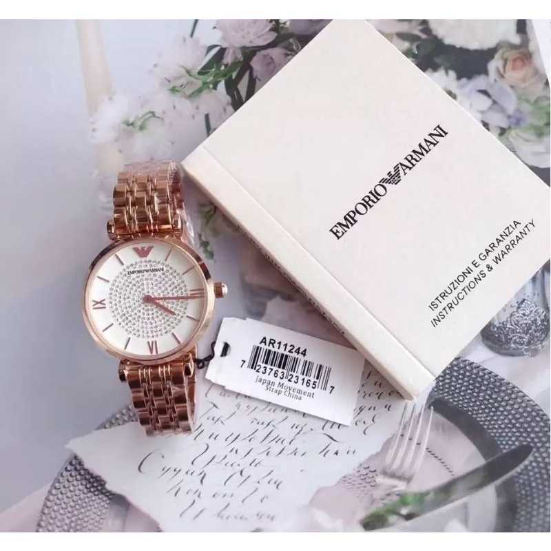 Đồng Hồ Nữ Armani AR1926 mặt tròn đính đá