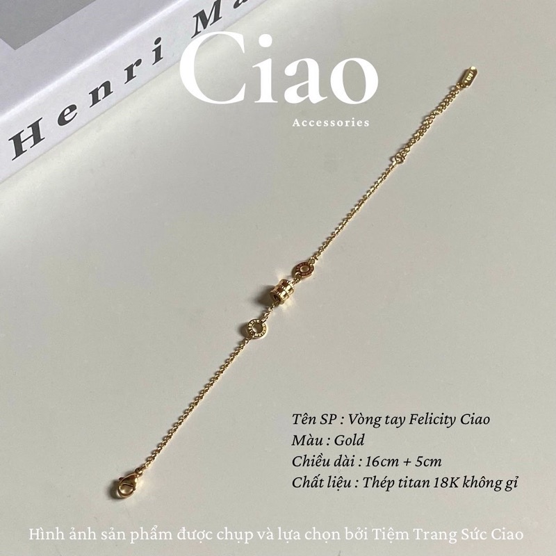 [NEW ITEMS] Vòng tay/ Lắc tay nữ titan không gỉ thiết kế hạt charm la mã Felicity Ciao