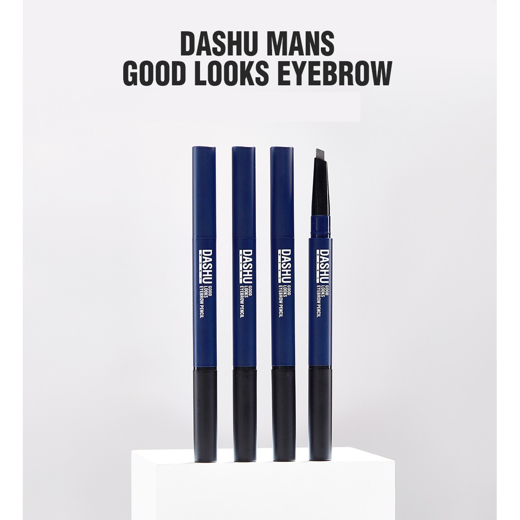 Chỉ kẻ chân mày Hàn Quốc cho Nam, bút kẻ lông mày Dashu Mans Good Looks Eyebrow Pencil màu xám đen, 1 đầu chì, 1 đầu