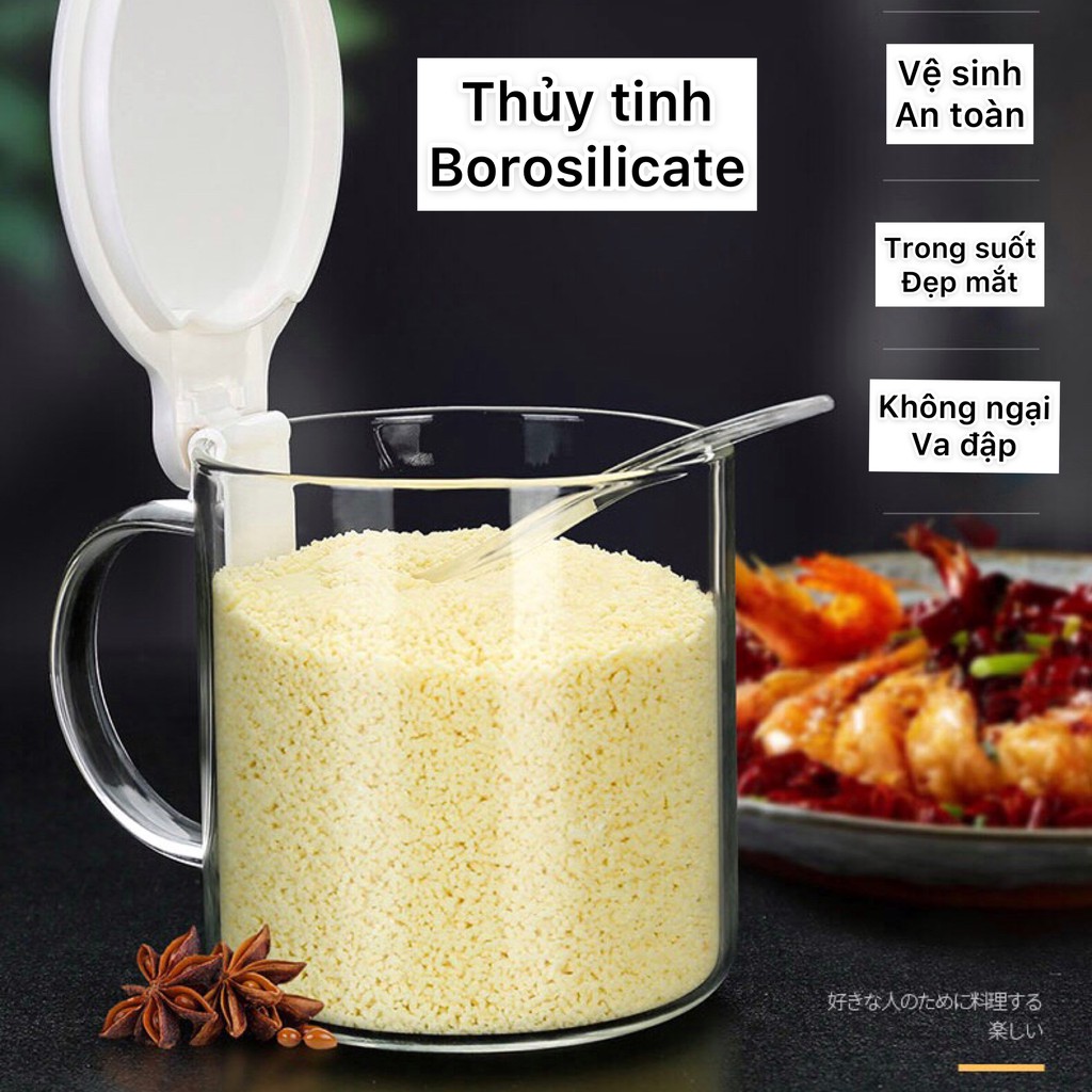 Hũ đựng gia vị thủy tinh Borosilicate phong cách nhật bản, lọ đựng gia vị, lọ gia vị, hũ gia vị