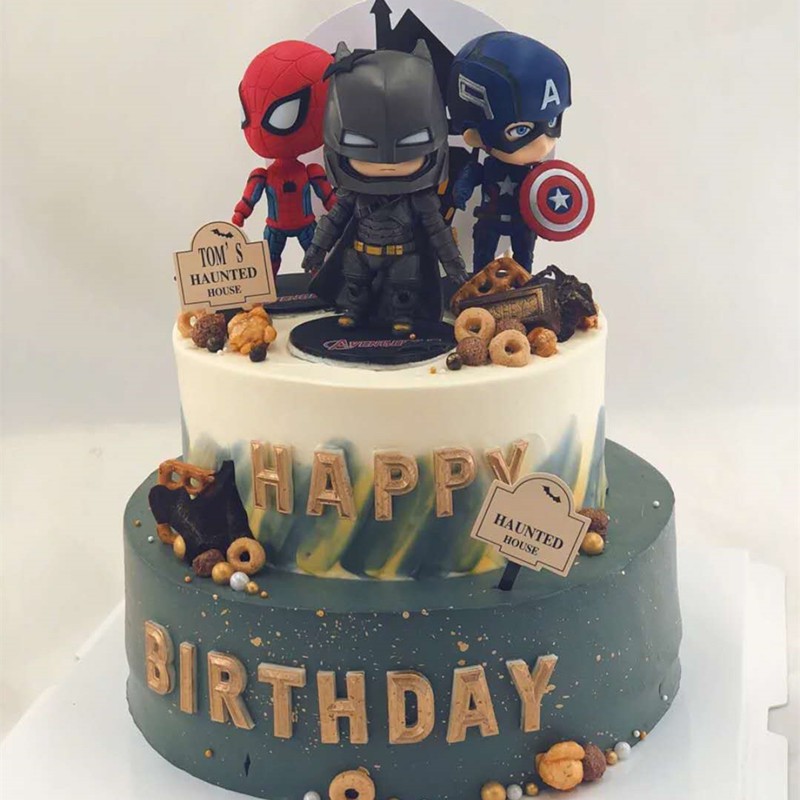 Set Siêu Anh Hùng Marvel Chibi nhựa nhẹ trang trí bánh kem, phụ kiện bánh sinh nhật, đồ trang trí bánh kem sinh nhật