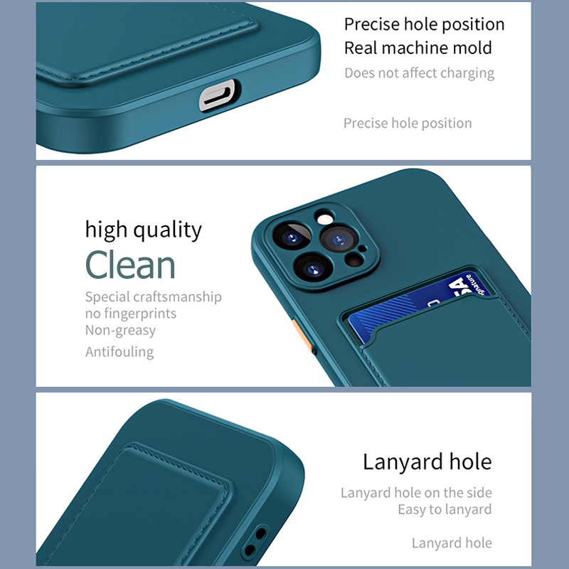 Ốp điện thoại silicon bảo vệ có ngăn đựng thẻ thích hợp cho Iphone 13 Pro Max 13 11 12 Pro Max Mini Xr