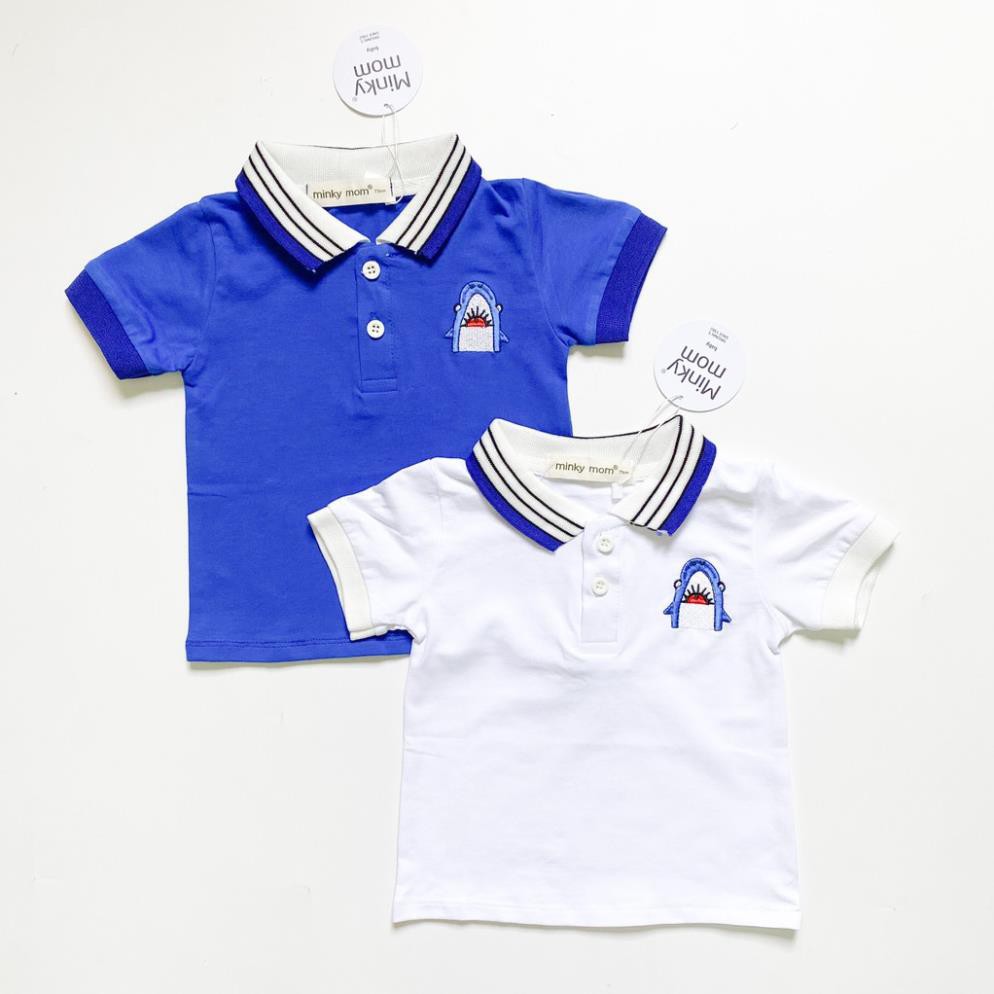 Áo Polo Bé Trai Cổ Bẻ Hiệu MINKY MOM 100% Cotton Thêu Ngực Đủ Size 7-19Kg | QATE309