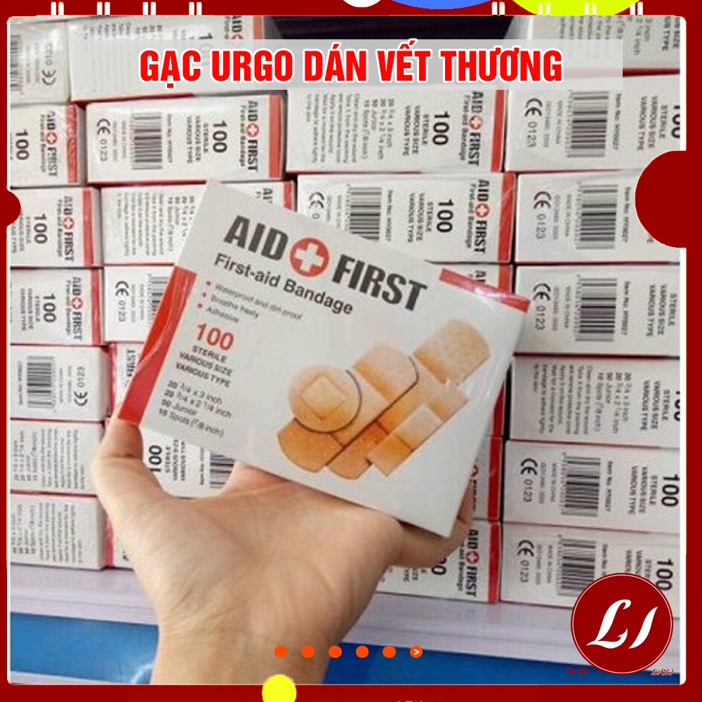 Hộp 100 miếng băng gạc y tế dán vết thương tiện lợi URGO AID