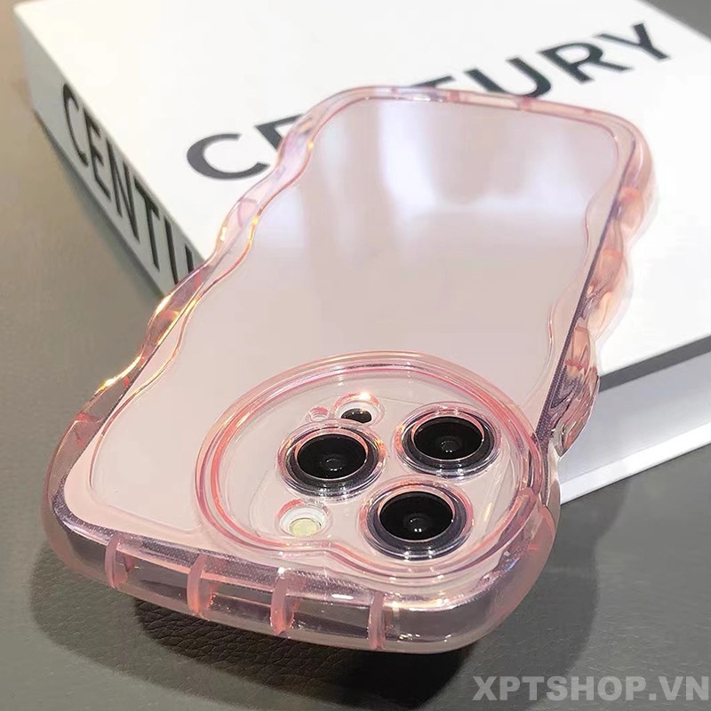 Ốp Điện Thoại Silicon Mềm Trong Suốt Chống Sốc Viền Gợn Sóng Cho iPhone 13 12 11 Pro MAX XR IX XS MAX