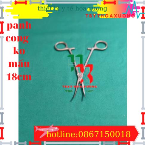 Panh Y Tế, Panh Gắp Phẫu Thuật, Pen Kẹp Y Tế, Panh Cong Không Mấu 18cm - Hàng Pakistan