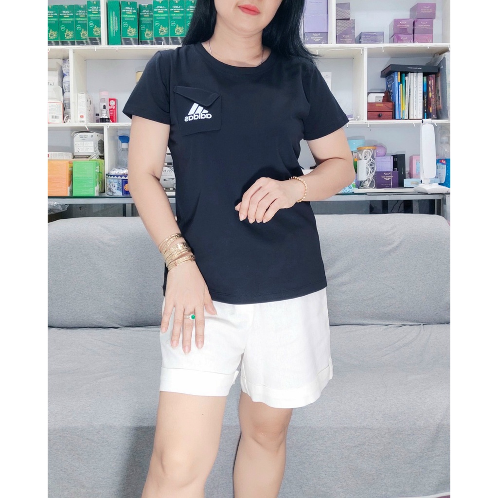 Áo thun nữ, áo phông tay ngắn, cổ tròn phối túi thun 100% cotton xuất khẩu size 50kg đến 95kg l,xl,xxl,3xl,4xl,5xl,6xl,