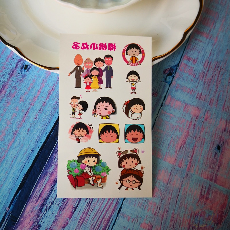 Tờ miếng dán hình xăm tạm thời chống thấm nước hình anime Maruko-Chan chibi đáng yêu thời trang