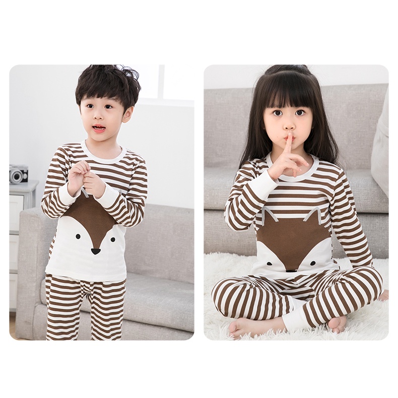 Bộ Đồ Ngủ Cotton Tay Dài 100-160cm Thời Trang Xuân Thu Cho Bé