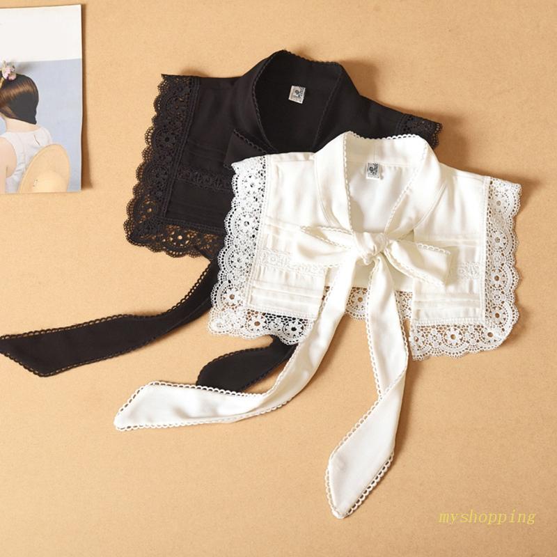 Ivy Khăn Choàng Cổ Giả Thêu Hoa Rỗng Buộc Dây Hình Cánh Hoa Thắt Nơ Có Thể Tháo Rời Cho Nữ G