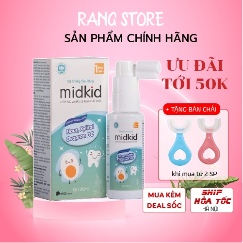 Xịt chống sâu răng cho bé MIDKID phòng ngừa và phục hồi tổn thương răng miệng cho bé từ 1 tuổi