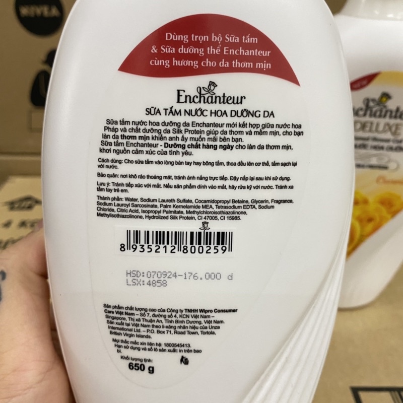 Dầu gội và sữa tắm Enchanteur Charming 650g / 1 chai