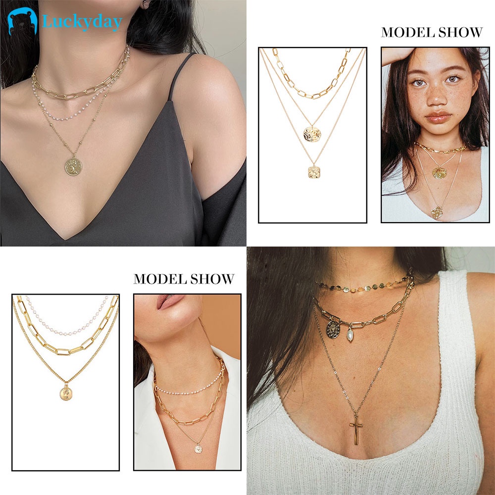 Dây Chuyền Nhiều Tầng Tông Màu Vàng Kim Thời Trang Cho Nữ