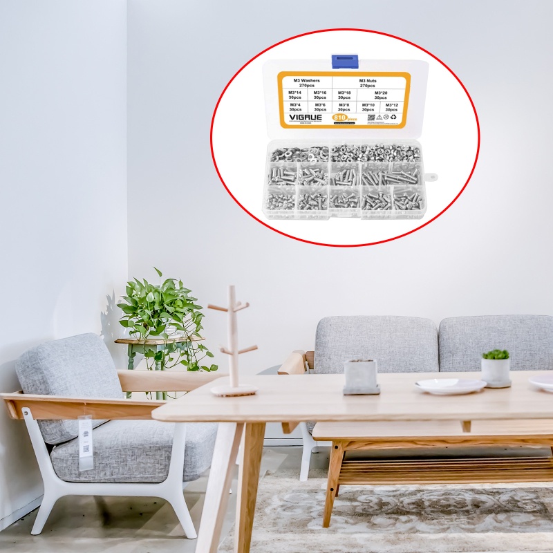 Bộ 810 Ốc Vít Phillips M3 Phẳng Tự Tháo Rời