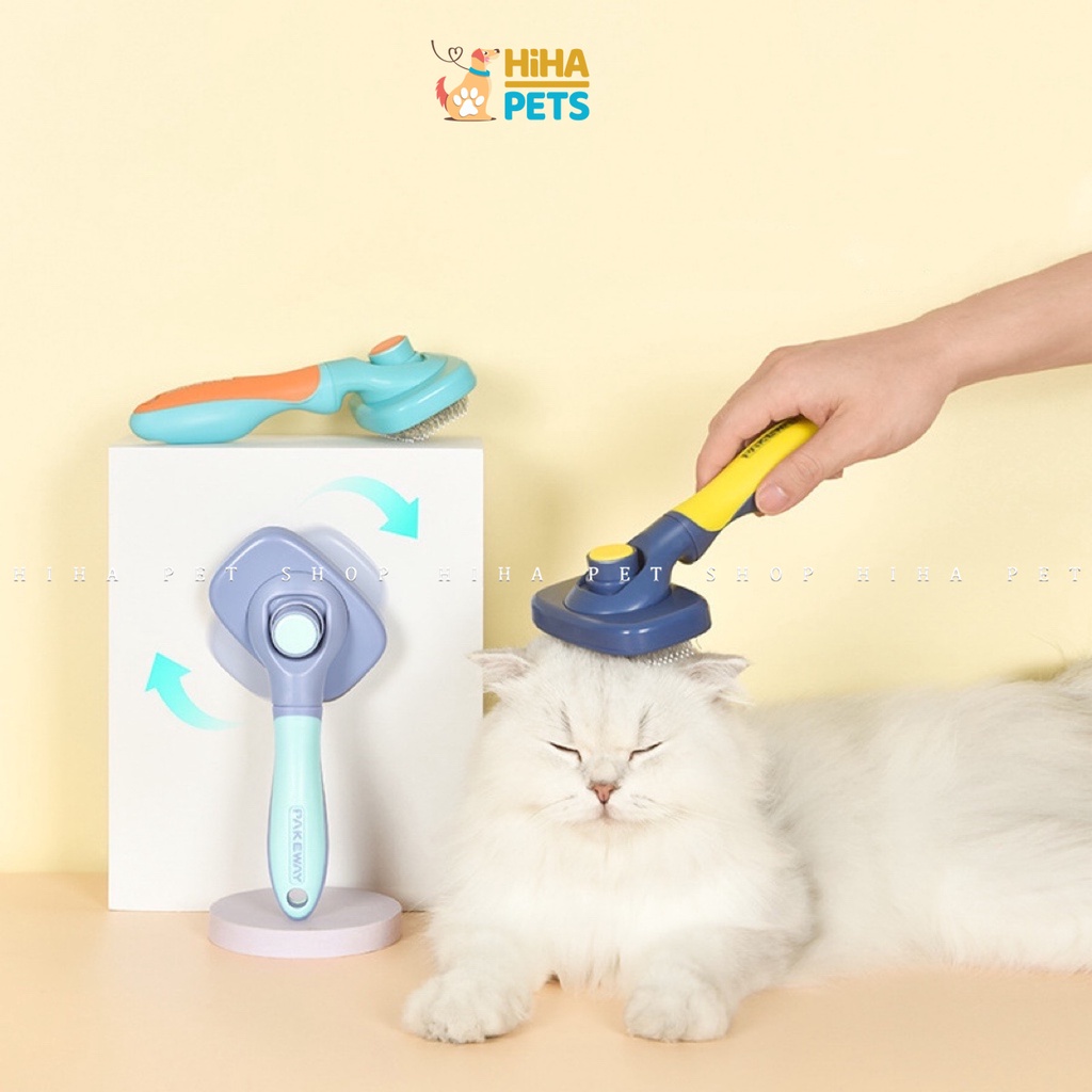 Lược Chải Lông Chó Mèo Xoay 360 Độ Bấm Nút Tự Động Lấy Lông T10 Mẫu Mới Đầu Lược Massage Da Thú Cưng.