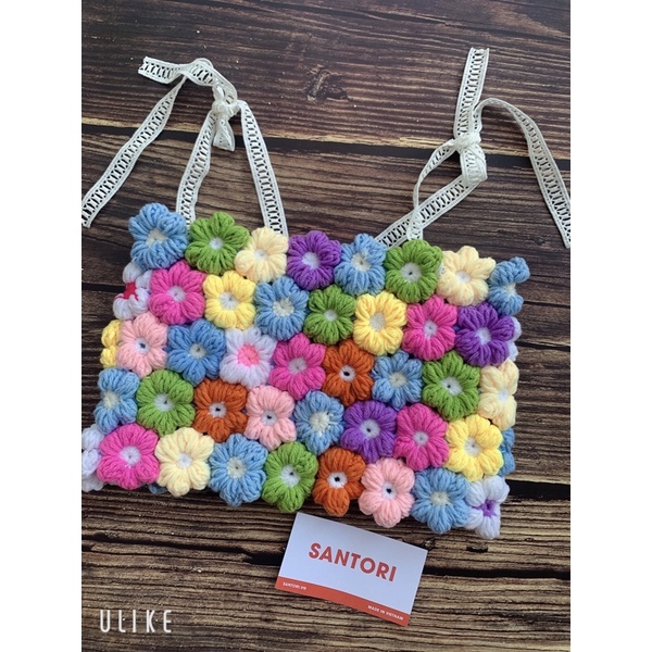 Áo bra len hoa màu sắc thủ công (Ảnh thật Santori Shop)