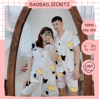 Bộ ngủ Pijama nữ mặc nhà dễ thương, bộ đồ ngủ pijama áo cộc quần cộc xô tre mềm họa tiết cao cấp - nam nữ đều có size