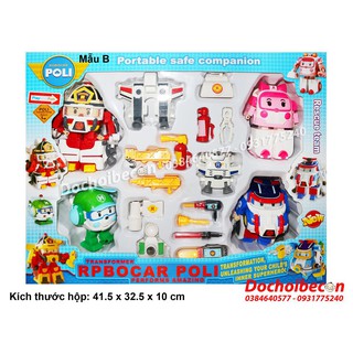 Poli - Policar - Bộ 4 xe lắp ráp biến hình Robocar Poli và phụ kiện 83168-7 Mẫu B: Loại 1 (Loại lớn)